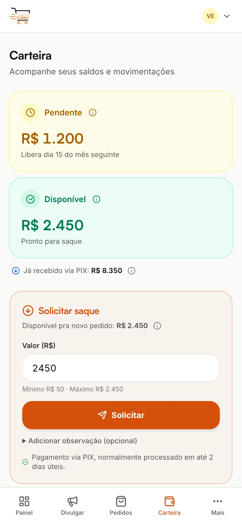App — Comissão no PIX, sem segredo